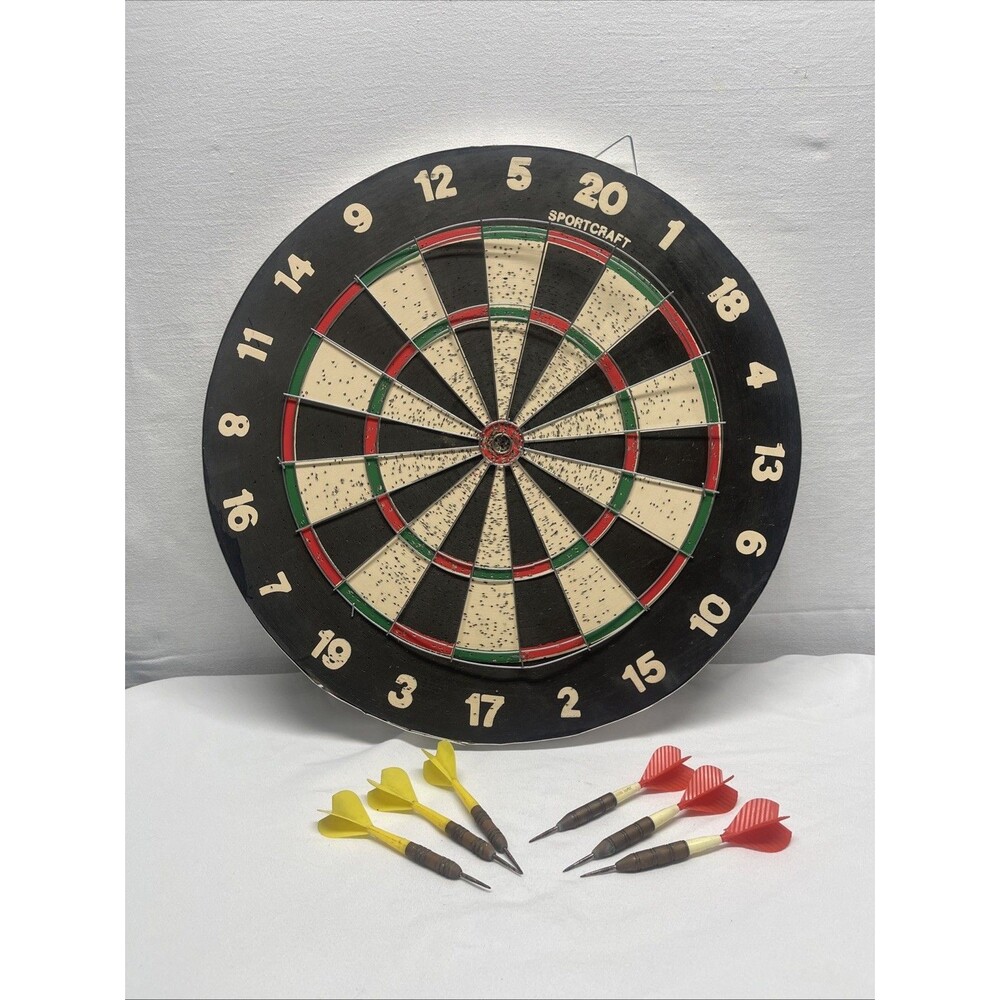 Vintage Sportcraft Double Sided Dart Board Baseball Game with Hanger Dartboard